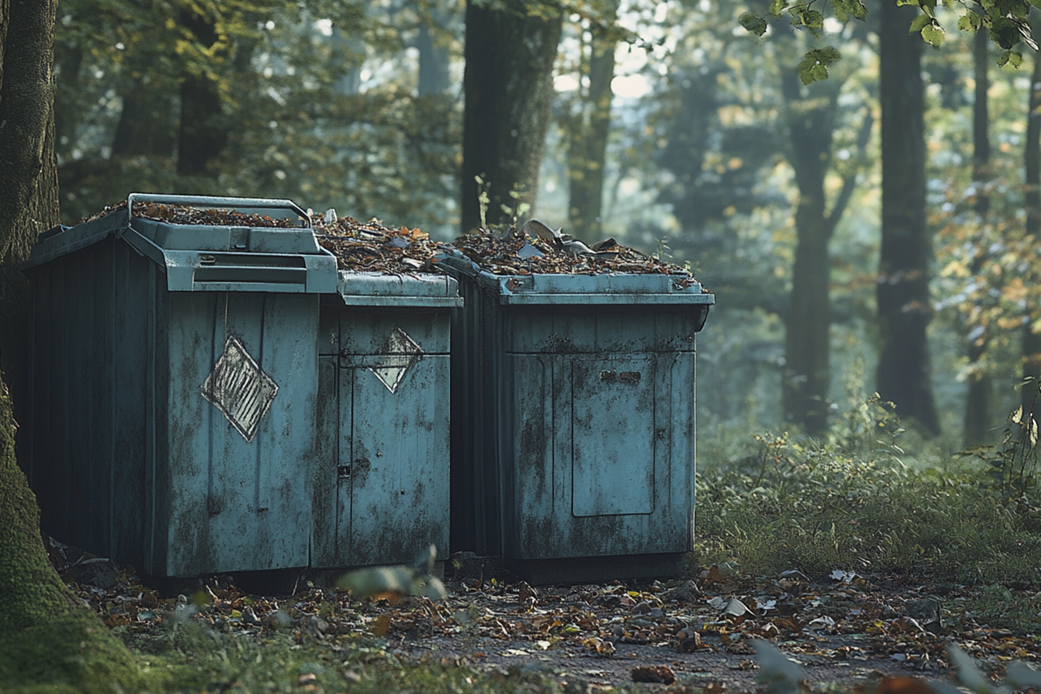 Container zur Mülltrennung auf einem Campingplatz